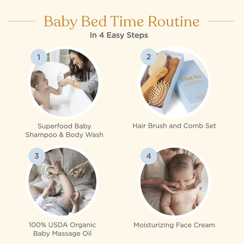 [Australia] - Natural Bamboo Hair Brush & Comb Set, 3 Piece - Cradle Cap Brush, Massage Hair Brush, Bamboo Comb for Toddlers, Newborns & Infants I Baby Registry Gift 