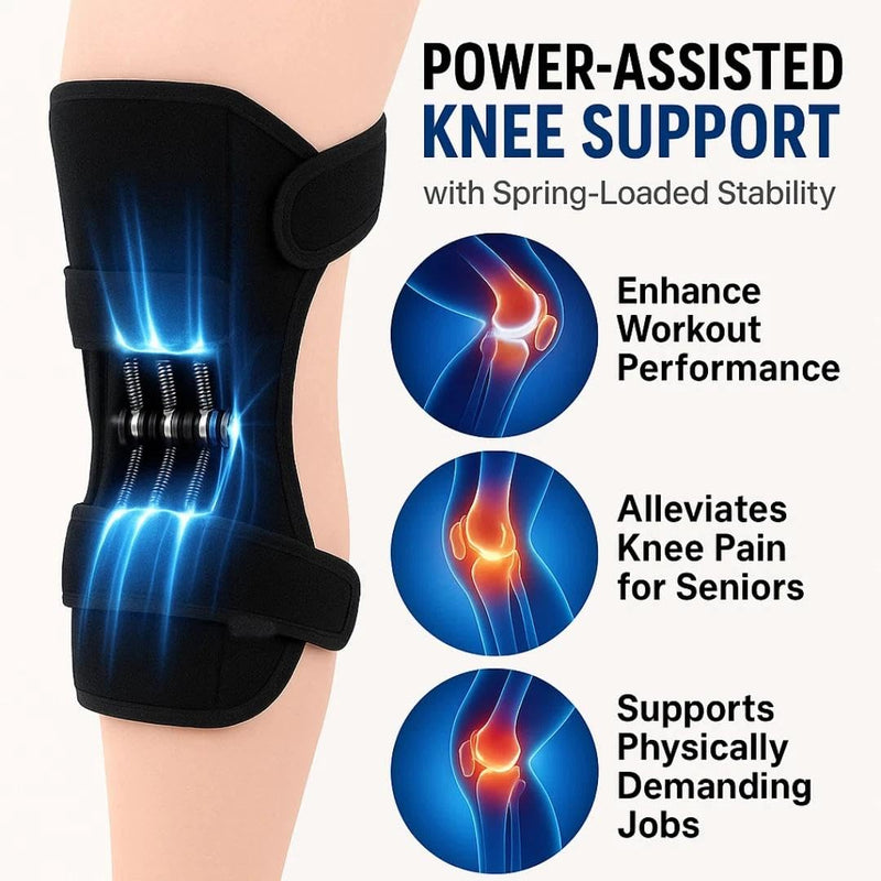 Power Knee Braces Joint Support with 4 Spring, Adjustable Knee Stabilizer Pads for Sports, Knee Support for Knee Pain Relief 2 Pack