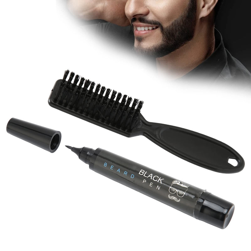 [Australia] - Mustache Pen Waterproof Durable 4 Tips Beard Pen Filling Kit for Mustache Filling (Black) 