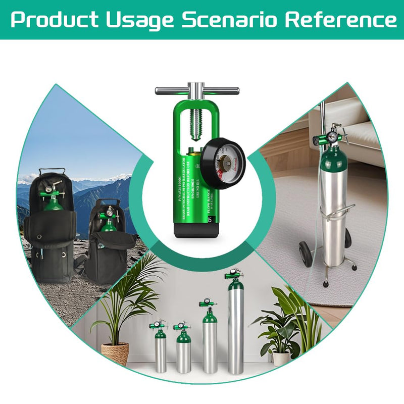 [Australia] - Oxygen Regulator for Oxygen Cylinder CGA870 Connection, Adjustable Flow 0-15 LPM, Portable Oxygen Tank Regulator Brass Sleeve Design (1) 1 