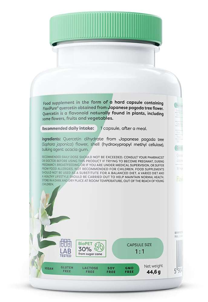 Osavi Natural Quercetin 500 mg – 60 Vegan Capsules | FlaviPure® Quercetin from Japanese Pagoda Tree | Supports Immunity & Reduces Oxidative Stress | Derived from 6000 mg Sophora Japonica