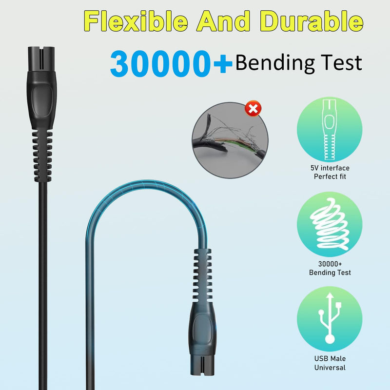 [Australia] - 5V Oneblade charging cable for Philips Norelco shaver One Blade 360 QP2724 QP2834 MG5910 MG7910 QP4530 QP4631, Beard trimmer power supply charger with cable 