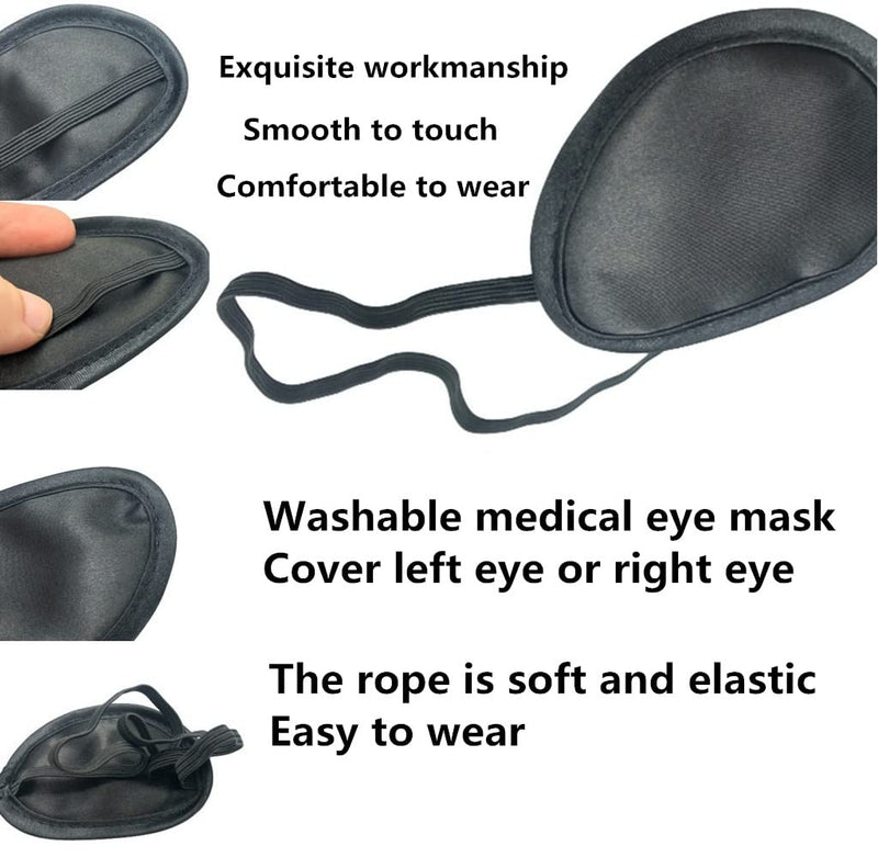 Monocular Black Eye Patch, Washable, Amblyopia, Medical Eye Patch, Pirate Suit for Adults and Children