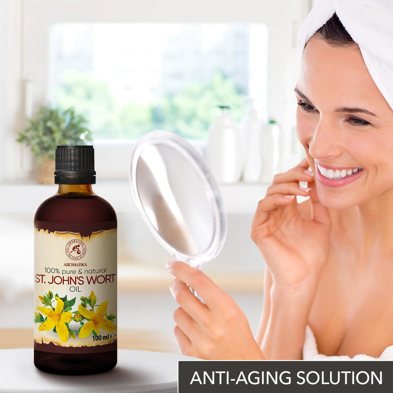 [Australia] - St Johns Wort Infused Oil 3.4 Fl Oz - 100ml - Hypericum Perforatum - 100% Pure & Natural - St. John's Wort Oil for Intensive Care Face - Body - Skin - Hair - Massage - Great w/Essential Oil 3.4 Fl Oz (Pack of 1) 