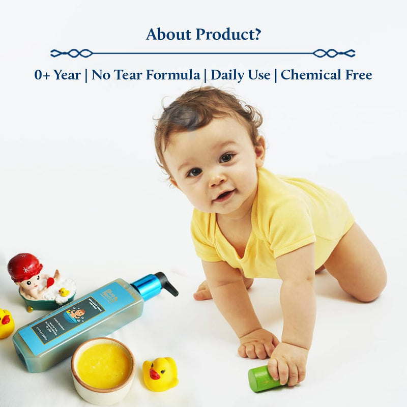 [Australia] - Blue Nectar Baby Shampoo for Kids with Natural Ghee | No Tear Formula | Natural Baby Care Product for New Born | For 0+ Years | Mild Shampoo for Dry & Sensitive Skin (6.76 Fl Oz, 14 Herbs) 