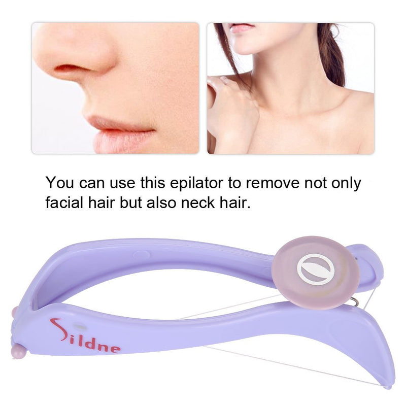 [Australia] - Aoutecen Facial Hair Epilator 10 Cotton Lines Epilator for Face and Neck Hair Removal Portable Purple Non-Waterproof 