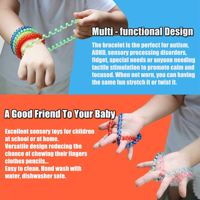 [Australia] - Chew Necklaces for Sensory Kids 12 Pack, Chewy Necklace Sensory Stretchy Coil Bracelet for Boys Girls with Autism Anxiety ADHD, Oral Sensory Chew Toys for Kids Fidgeting Chewing Style B 