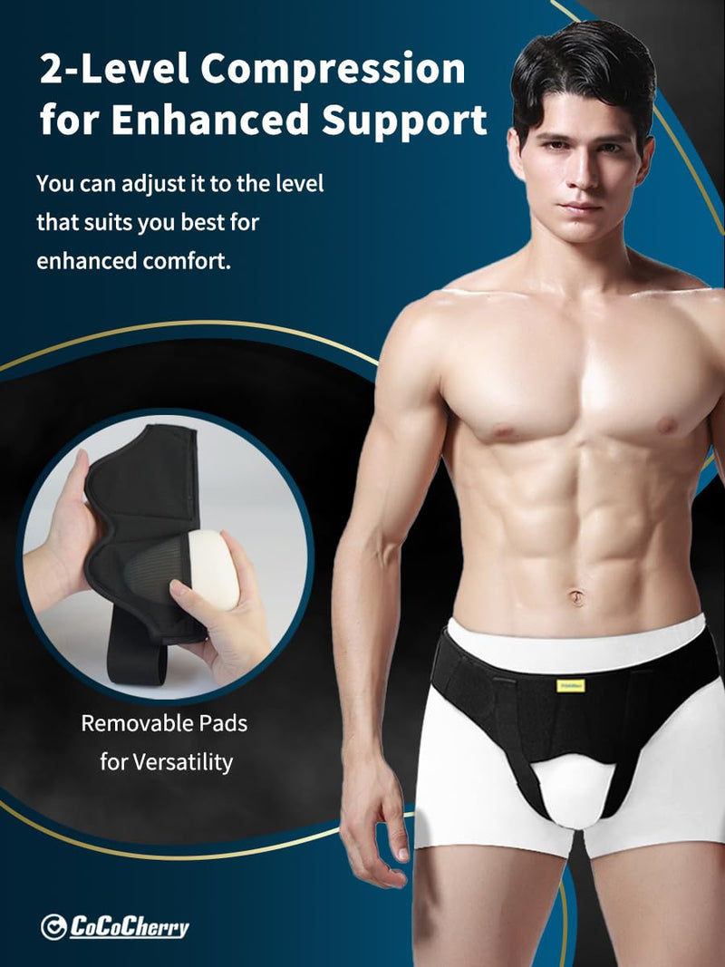 Hernia Support for Men, Hernia Belt for Men, Inguinal Hernia Support for Men, Truss for Hernia, Pain Relief Recovery Strap with 2 Removable Compression Pads Comfortable Material (XL) X-Large