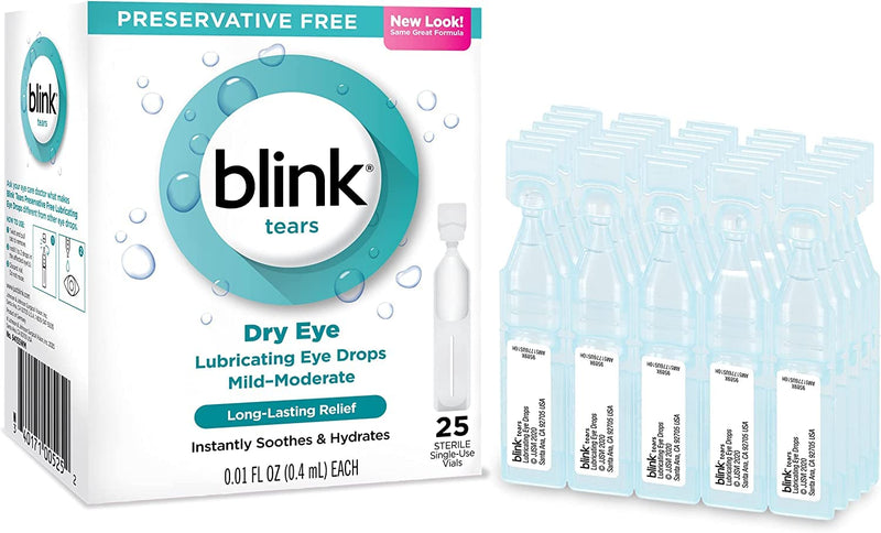 Blink Tears Lubricating Eye Drops Mild-Moderate Dry Eye, 25 Count - 0.01 oz (4 Pack)