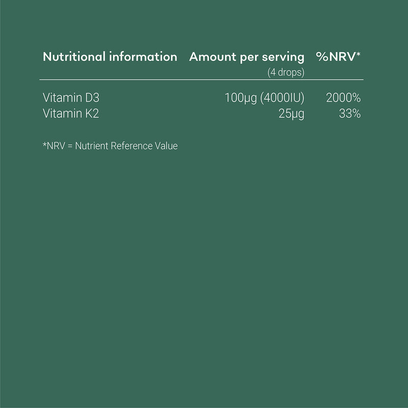 Vitamin D3 K2 Drops 4000IU - 30ml Bottle