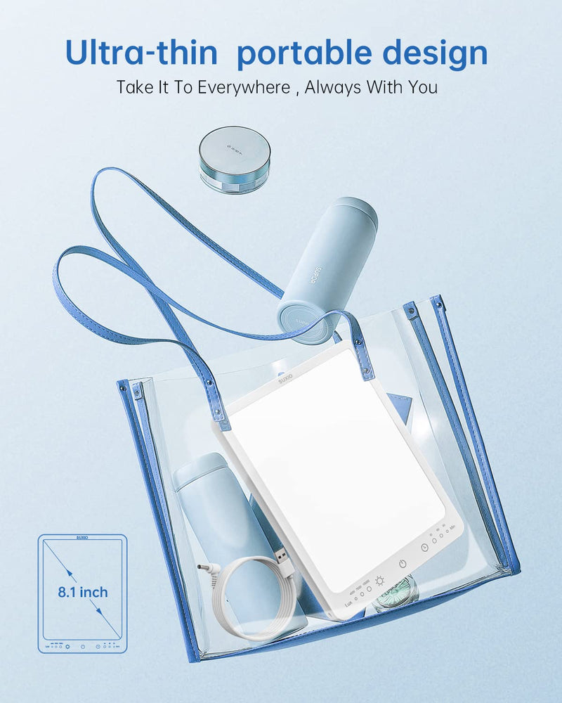 [Australia] - Light Therapy Lamp - 10000 Lux Therapy Light, 3 Timing & Mode Happy Lamp, Touch Control Daylight Lamp with Memory Function, Portable Light Therapy Box for Home/Office Use As Lift Mood USB-A 
