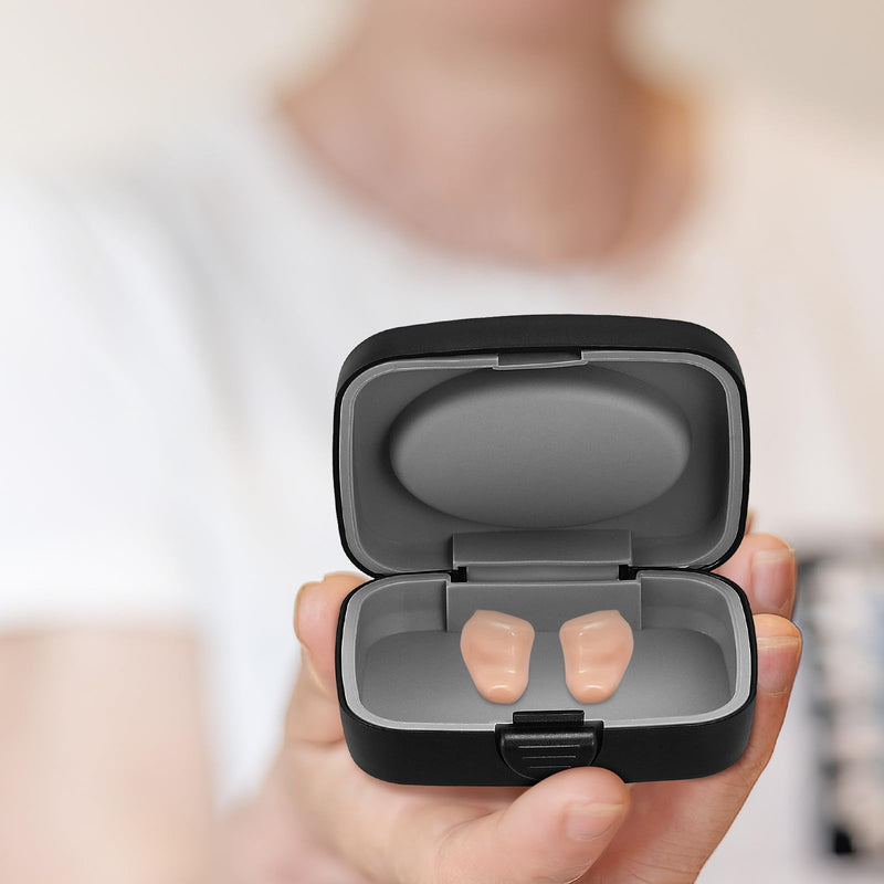 TOYANDONA Hearing Aid Case - Hearing Aid Protection Storage Box, Portable Compact Carrying Box, Shockproof & Water-resistant Organizer for Seniors And Active Users Daily & Travel Use