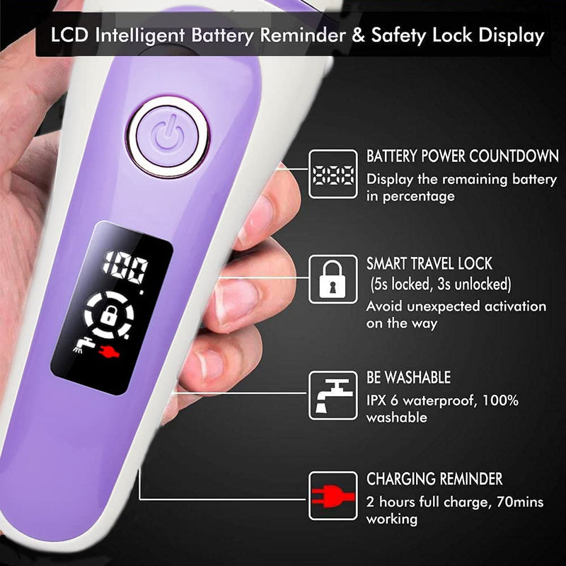 [Australia] - Electric Lady Shaver Bikini Trimmer Wet & Dry Rechargeable Cordless Painless Electric Razor for Women, LED Display Razor for Legs Underarms (Violet) Violet 