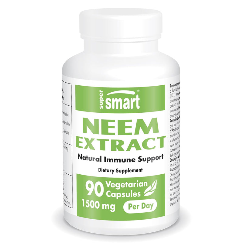 Supersmart - Neem Extract 1500mg per Day - Azadirachta Indica Leaf Oil Extract - Neem Supplement | Non-GMO & Gluten Free - 90 Vegetarian Capsules