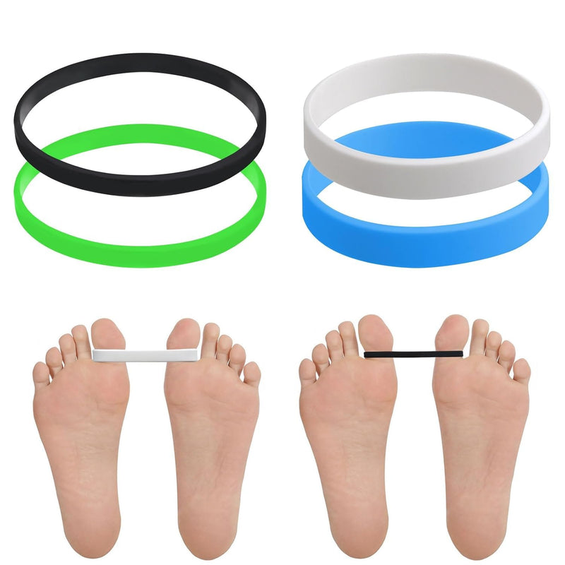 [Australia] - DAKLUNAR 4PCS Hallux Valgus Training Band for Bunion Toes for Men and Women Toe Separators to Relieve Bunion Pain Easy to Use and Comfortable（Black, Blue, Green, White） 
