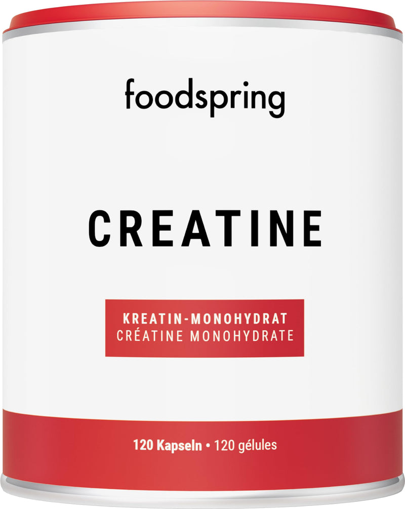 [Australia] - foodspring Creatine capsules 120 pieces - pure creatine monohydrate, perfect solubility, no dyes, vegan 