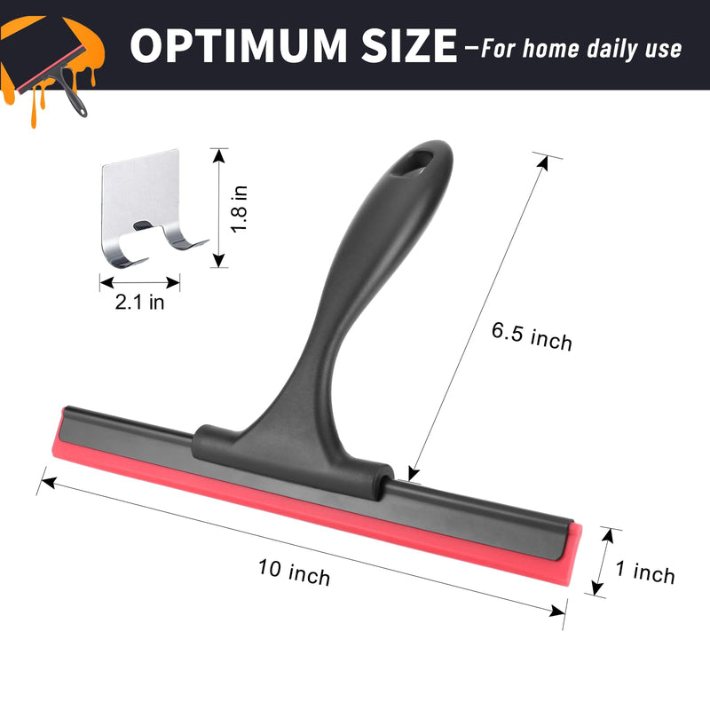 [Australia] - SetSail Shower Squeegee for Glass Doors Stainless Steel Squeegee for Shower Glass Door All-Purpose Window Squeegee for Tile Shower Walls, Sink, Mirror, Bathroom, Car Window Cleaning 10 Inches Red-black 