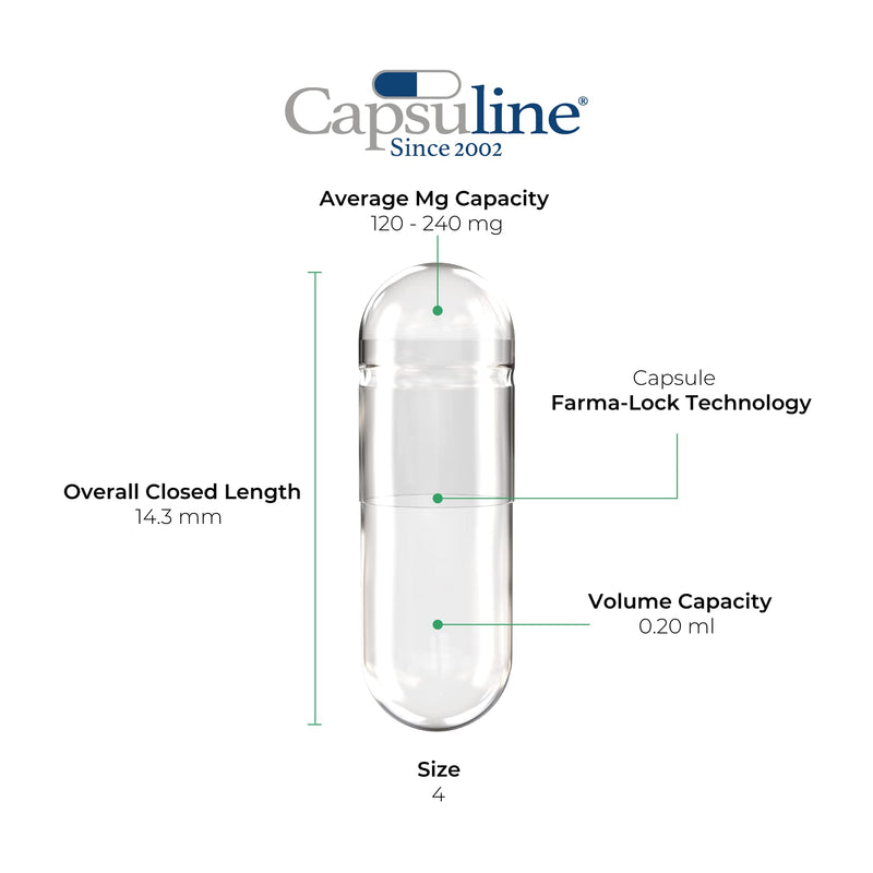 [Australia] - Capsulins | Gelatine empty capsules size 4 | Transparent, transparent, 1000 pieces - made in North & South America - Kosher & Halal certified - pill capsules 
