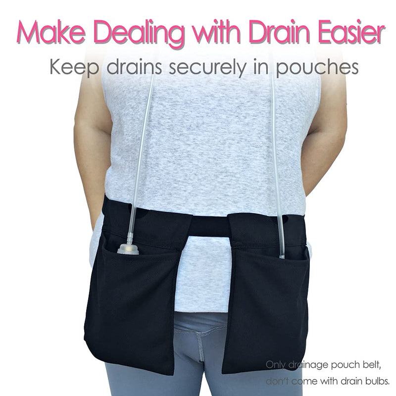 [Australia] - Breathable Drain Holder After Tummy Tuck Mastectomy Drainage Quick Dry Pouch Belt Supplies Mesh Nephrostomy Shower Bag for JP Drains Bulb Breast Post Surgery Black Drain Pouch/Black 