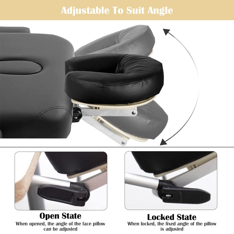 [Australia] - VARIPOWDER Adjustable Massage Table Face Cradle with Pillow Cushion Massage Table Bed Chair Headrest ＆ Face Pillow Massage Platform Head Rest Cushion Cradle for Salon Home Mattress Top Massage Kit Silver 