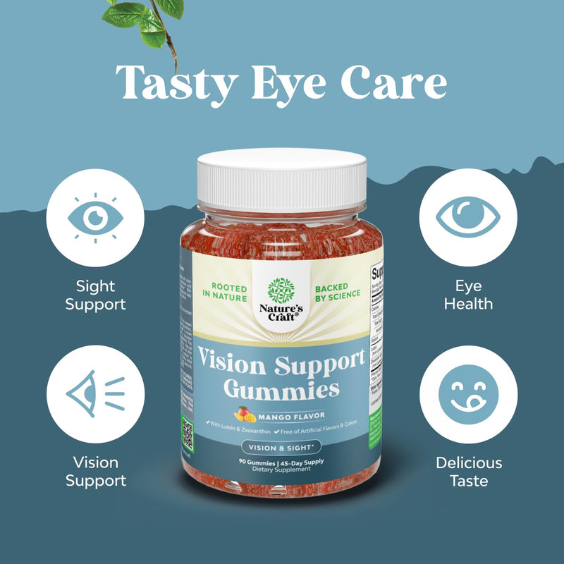 Zeaxanthin Plus Lutein Gummies for Adults - Potent Eye Vitamins for Vision and Blue Light Protection - Daily Gummy Lutein Eye Health Supplements for Adults Dry Eyes and Eye Strain Support - 90 Count 90 Count (Pack of 1)