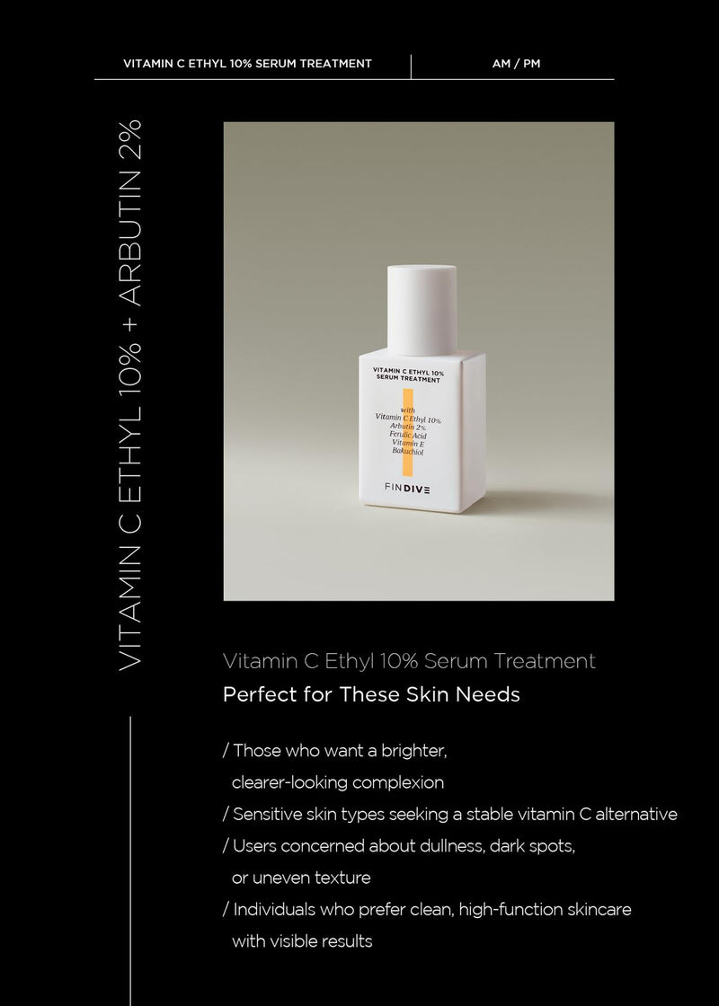 FINDIVE OFFICIAL Vitamin C Ethyl 10% Serum Treatment, Face Dark Spot Corrector and Anti Aging, Uneven Skin Tone, Hydrating Glow, Korean Skincare 1.01 fl.oz