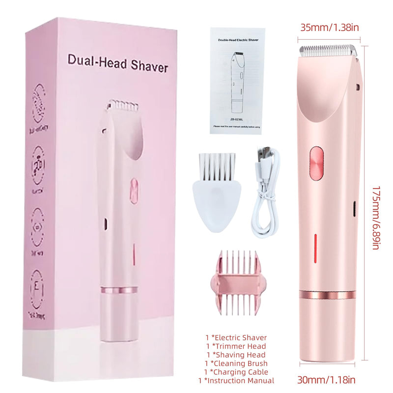 [Australia] - Electric Bikini Trimmer for Women, Women's Body Shaver for Private Area, 2 in 1 Electric Lady Shaver for Women Bikini Facial Face Leg Armpit Pink 