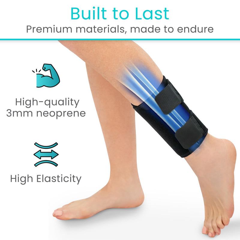 [Australia] - Vive Shin Splint Compression Wrap (Pair) - Adjustable Brace for Pain Relief, Support and Recovery - Lower Calf Compression Sleeve - For Medial Tibial Stress Syndrome and Anterior Shin Splints (Black) Black 