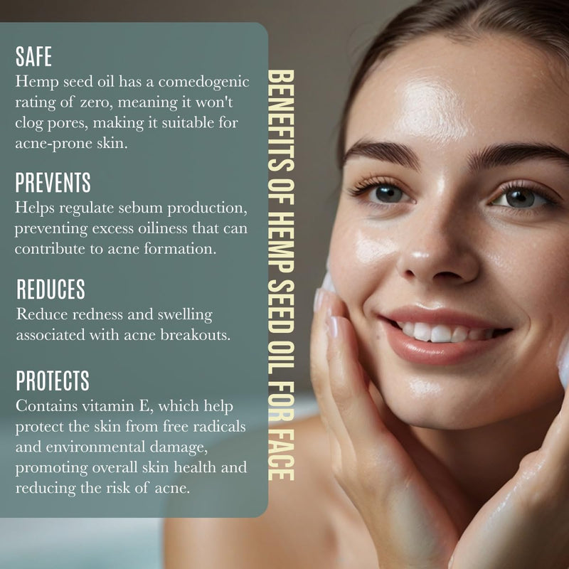 Organic Hemp Seed Cleansing Oil - Face Cleanser and Moisturizer | 100% Pure Cold Pressed and Unrefined | Best Daily, Night time, Facial Regimen for Acne Pimple Prone Skin 4oz