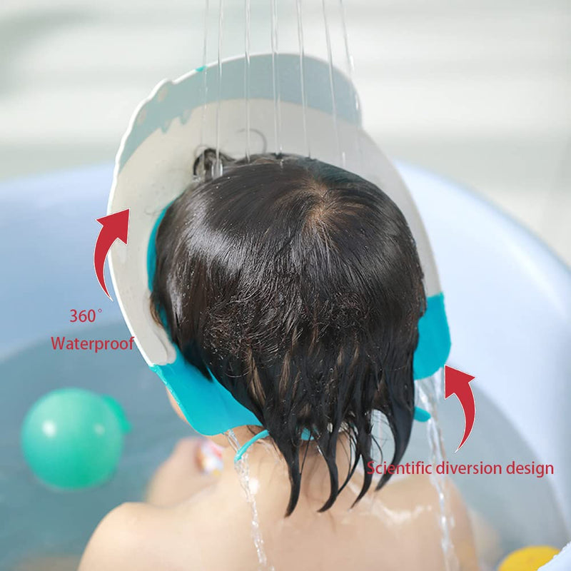 [Australia] - Baby Shower Cap Shield, Shower Cap for Kids, Visor Hat for Eye and Ear Protection for 0-9 Years Old Children,Cute Dinosaur/Crocodile/Hippo shape Makes the Baby Bath More Fun (Dinosaur, Blue) 