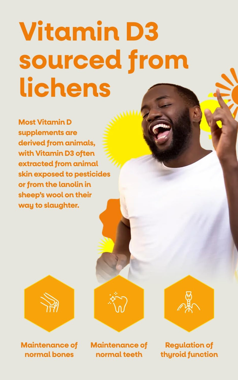 Vegetology Vitashine Vegan Vitamin D3 Spray, 1000IU, Sourced from Lichens, Supports Bones, Muscles and Immunity, Made in UK, for All Ages, 30 Day Supply