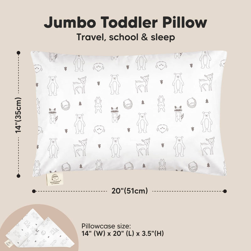 [Australia] - KeaBabies Toddler Pillow with Pillowcase, Jumbo 14X20 - Soft Organic Cotton Toddler Pillows for Sleeping - Machine Washable - Perfect for Travel, Toddler Bed Set (Keafriends) Keafriends 