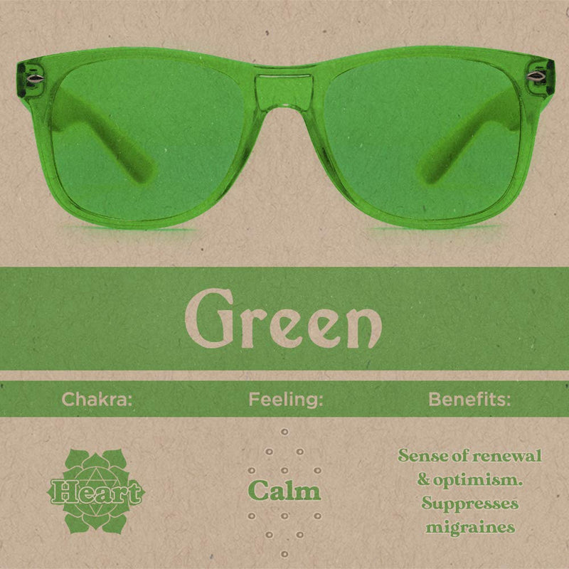[Australia] - Green Color Therapy Mood Glasses Migraine Glasses Light Therapy Chakra Healing Glasses Chromotherapy Green Colored Lenses 