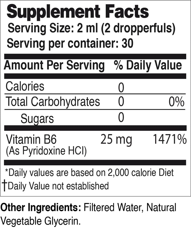 Life Solutions Vitamin B6 Pyridoxine HCI Liquid Dropper, 25mg, 2oz | B Vitamins Supplement, Essential B6 Supplement, Metabolism, Energy, Nervous System Support