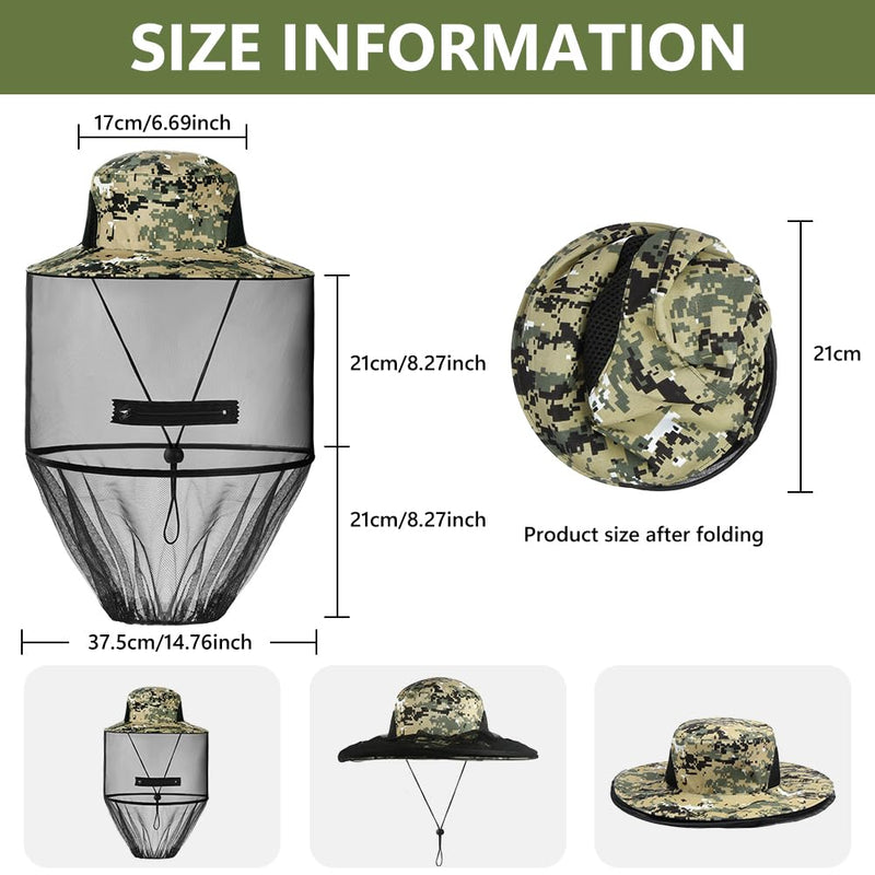 [Australia] - AOGOE Head Net Face Mesh Head Cover, Hat with Mosquito Net, Mosquito Head Net Net Head Protection Net for Optimal View, Washable, Mosquito Net Hat for Outdoor Lovers, Climbing, Fishing, Beekeeping (Khaki) Khaki 