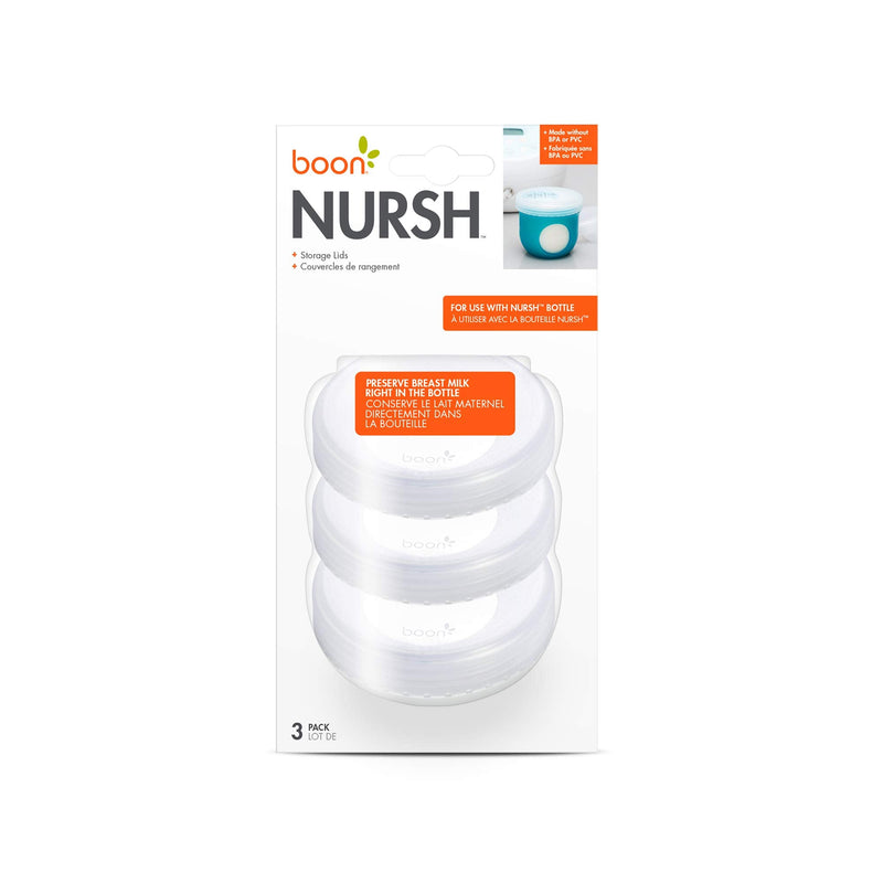 Boon Nursh Breast Milk Storage Lids - Made for Boon Nursh Bottles - Lids for Formula Travel Container - Breastfeeding Essentials and Baby Feeding Supplies - 3 Count Breast Milk Storage Lid