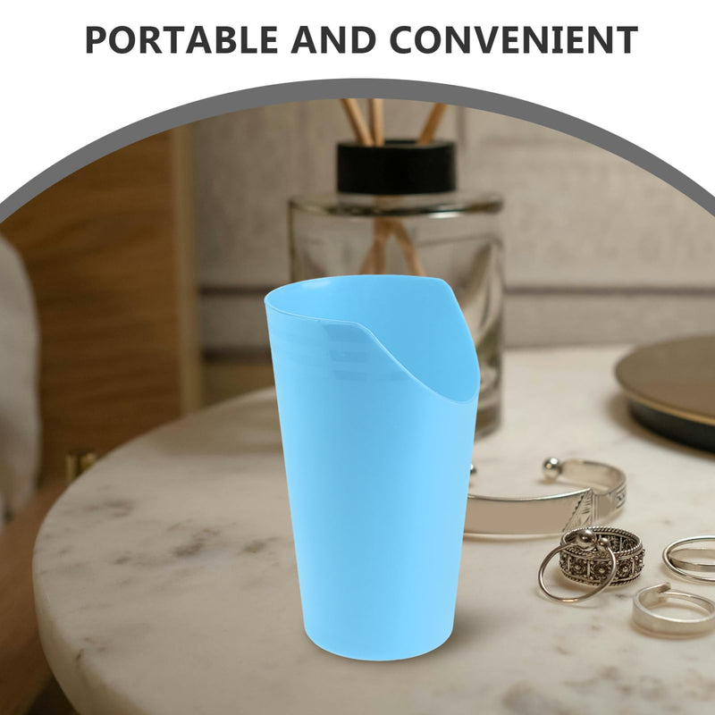 FRCOLOR Elderly Care Feeding Cup - Bedridden Patient Drinking Cup with Tilted Design, 237Ml Capacity, Food-Grade Plastic, Blue