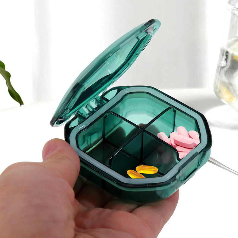 iplusmile Compact Medicine Case 4 Compartment Pill Organizer Portable Travel Medicine Organizer for Daily Use Vitamins Supplements Transparent Lid Storage Box 2.44 X 2.44 X 0.98 in 6.2X6.2X2.5CM