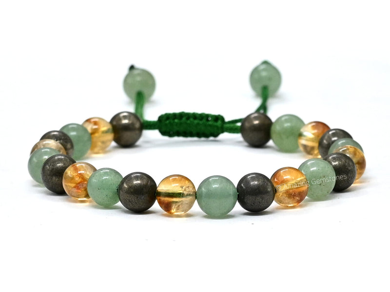 [Australia] - Natural Healing Crystal Bracelet for Women - Mens Bracelet Energy Balancing Gemstones Set - Adjustable Stone Bead Bracelet for Men and Women - Chakra Crystal Therapy Accessory, Meditation Money Success 