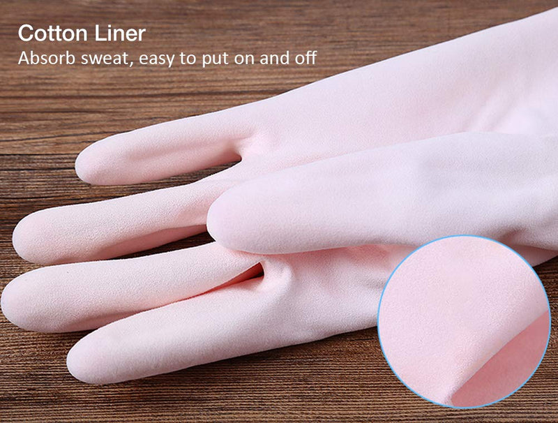 [Australia] - Alimat PluS 3 Pack Reusable Cleaning Gloves Latex Free, Dishwashing Gloves with Cotton Flock Liner and Embossed Palm, Waterproof Household Gloves for Laundry, Gardening (Medium) Medium (Pack of 3) Blue+pink+white 