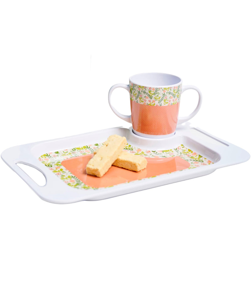 [Australia] - Two Handled Melamine Mug - 400ml/14oz Capacity - Lightweight (126g) - Mobility Aid for Elderly, Dementia, Weak Grip, Shaky Hands, Tremors, Arthritis, Alzheimer's & Parkinson’s (Peach) Peach 