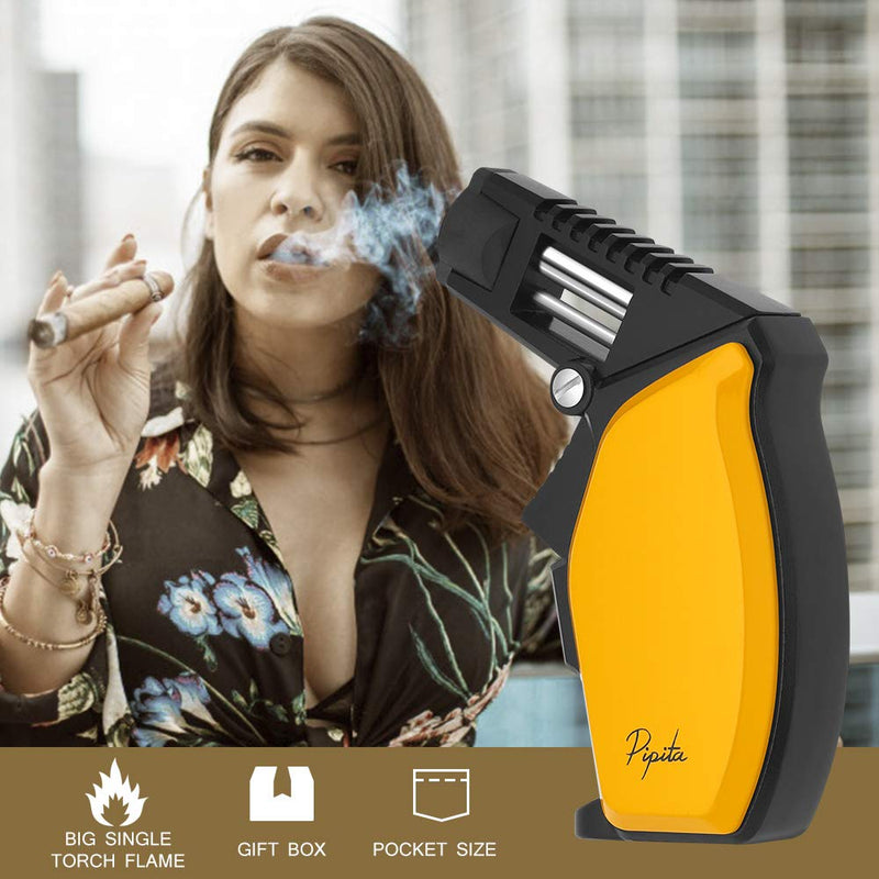 [Australia] - PIPITA Cigar Gift Set (3pcs/Set),Torch Lighter and Cigar Cutter and Ceramic Ashtray, Adjustable Jet Single Flame Butane Lighter Packing with Nice Gift Box 