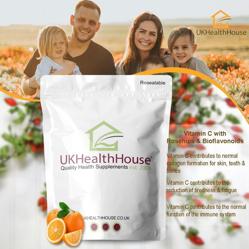 UKHealthHouse Vitamin C with Rosehips & Bioflavonoids - 1000mg - High Strength Ascorbic Acid - Reduction in Tiredness & Fatigue & Skin Health (360 Tablets) 1 count (Pack of 360)
