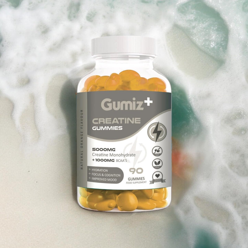 Max 5000mg Creatine Monohydrate Gummies, Added 1000mg BCAAs, Premium Pre-Workout, Gym Supplement | 90 Gummies - 1 Month Supply | Orange Flavour | Vegan & Sugar-Free