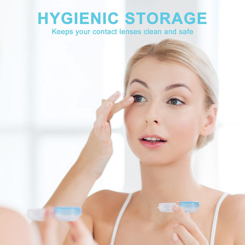 [Australia] - 20 Pack Contact Lens Cases, Transparent Contact Cases Bulk in 5 colors, Cute Contact Lenses Case Leak-proof, Eye Contact Case for Home and Travel 