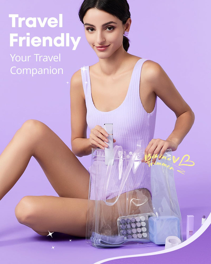 [Australia] - VG VOGCREST Electric Bikini Trimmer: 2 in1 Body Facial Hair Remover - Painless Pubic Hair Shaver (Purple) Purple 