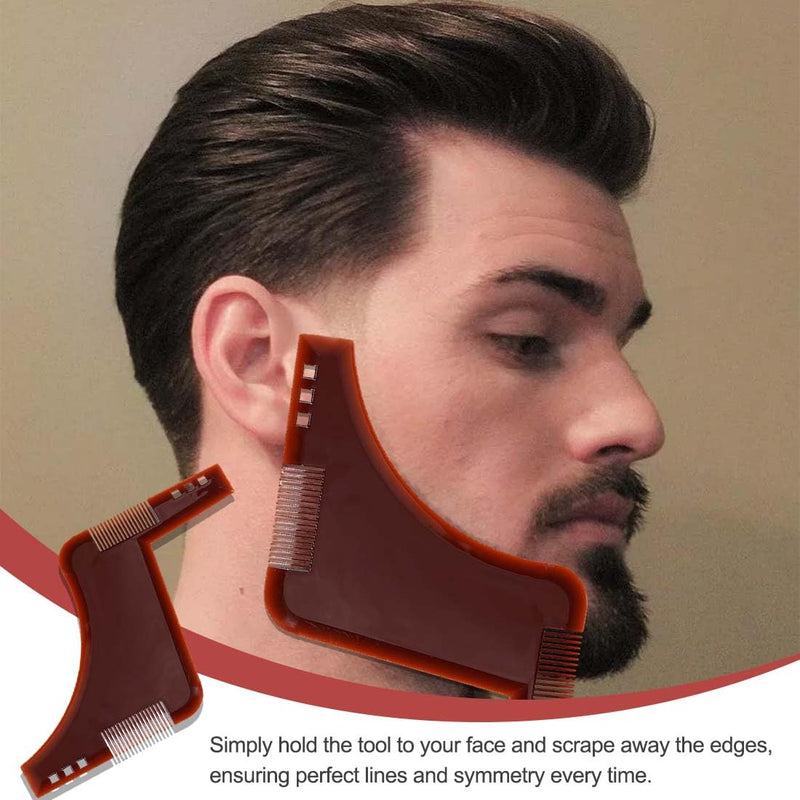 [Australia] - CPJJ Beard template and double-ended beard comb - precise styling for men's beard care, beard shapes for goatee sideburns neck, beard template for easy cutting, beard comb styling tool 