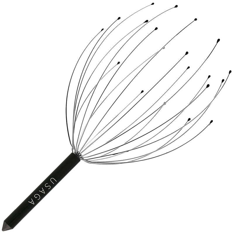 [Australia] - USAGA Head Massager Scalp Massager 20 Fingers Head Scratcher for Scalp Body Relaxing (Black & Black) 