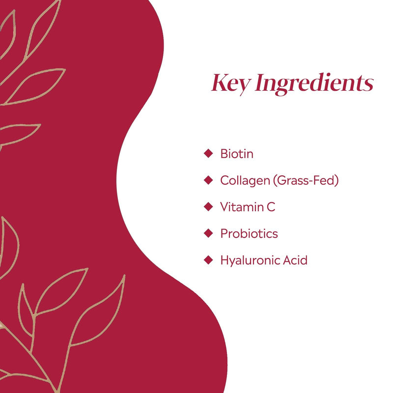 PURE | Mie Collagen + Probiotics | Pomegranate | Supplement for Beauty | 14 Packets | Biotin & Collagen Infused | Hair Skin & Nail Strengthener | Gut Health Support with Probiotics & Vitamin C