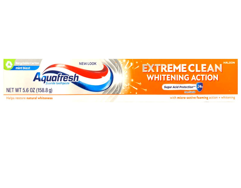 Aquafresh Extreme Clean Whitening Action Fluoride Toothpaste, Mint Blast, 5.6 oz (Pack of 2)